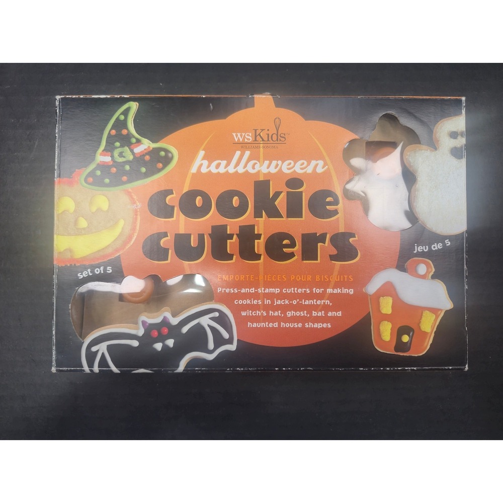 Williams Sonoma Halloween Cookie Cutters Set of 5 Press and Stamp Plunger Tools